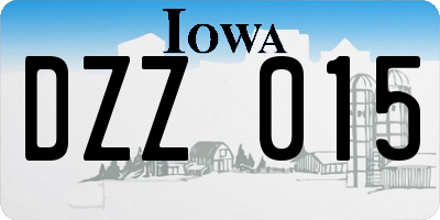 IA license plate DZZ015