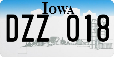 IA license plate DZZ018