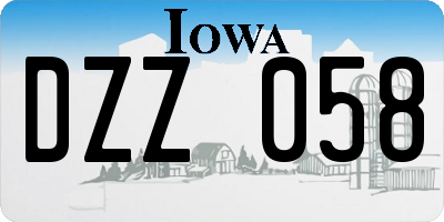 IA license plate DZZ058