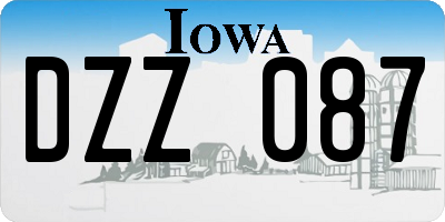 IA license plate DZZ087