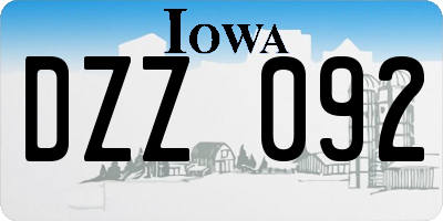 IA license plate DZZ092