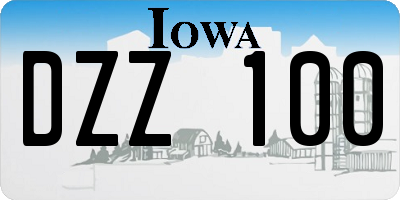 IA license plate DZZ100