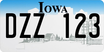 IA license plate DZZ123