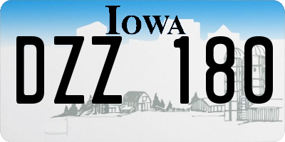 IA license plate DZZ180