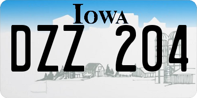 IA license plate DZZ204