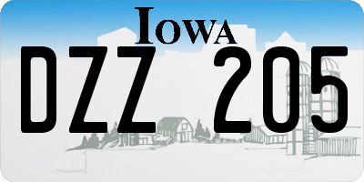 IA license plate DZZ205