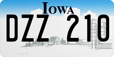 IA license plate DZZ210