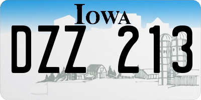 IA license plate DZZ213