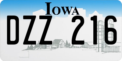 IA license plate DZZ216