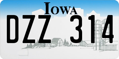 IA license plate DZZ314