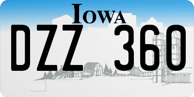 IA license plate DZZ360