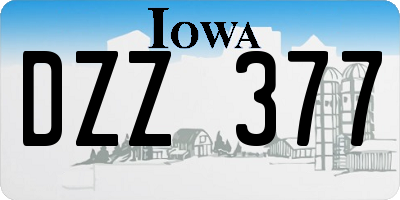 IA license plate DZZ377