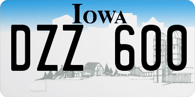 IA license plate DZZ600