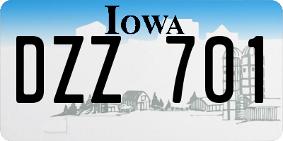 IA license plate DZZ701