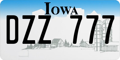 IA license plate DZZ777