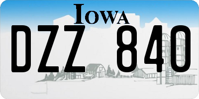 IA license plate DZZ840