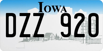 IA license plate DZZ920