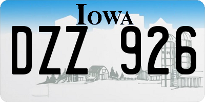 IA license plate DZZ926