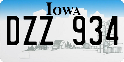 IA license plate DZZ934
