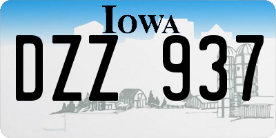 IA license plate DZZ937