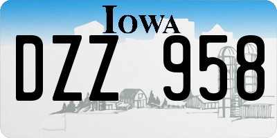 IA license plate DZZ958