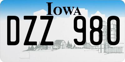 IA license plate DZZ980