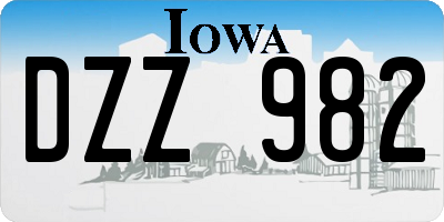 IA license plate DZZ982