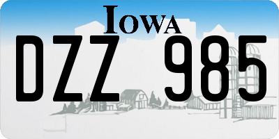 IA license plate DZZ985