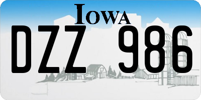 IA license plate DZZ986