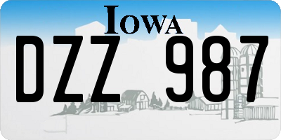IA license plate DZZ987