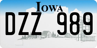 IA license plate DZZ989