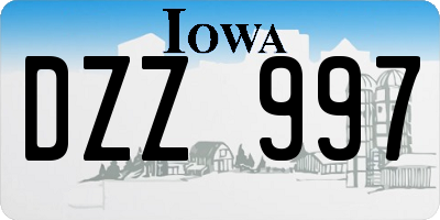 IA license plate DZZ997