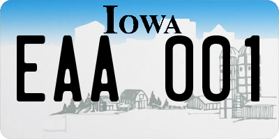 IA license plate EAA001