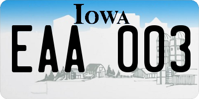 IA license plate EAA003