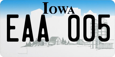 IA license plate EAA005