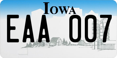 IA license plate EAA007