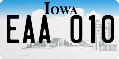 IA license plate EAA010