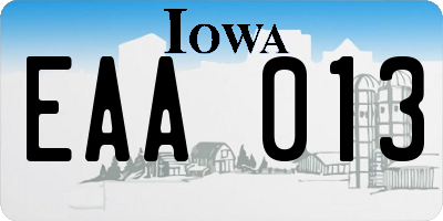IA license plate EAA013