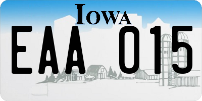IA license plate EAA015