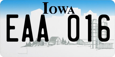 IA license plate EAA016