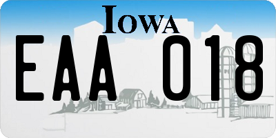 IA license plate EAA018
