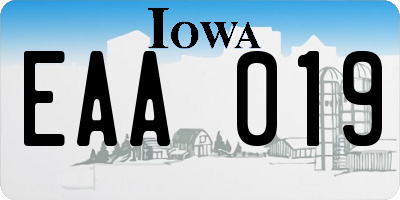 IA license plate EAA019