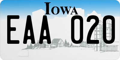 IA license plate EAA020