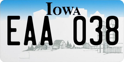 IA license plate EAA038