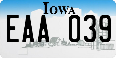 IA license plate EAA039
