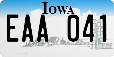 IA license plate EAA041