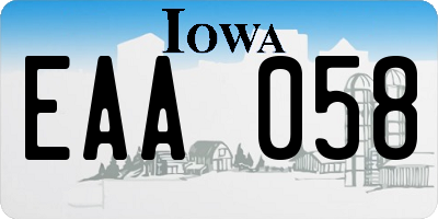 IA license plate EAA058