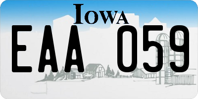 IA license plate EAA059