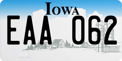 IA license plate EAA062
