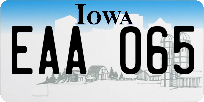 IA license plate EAA065